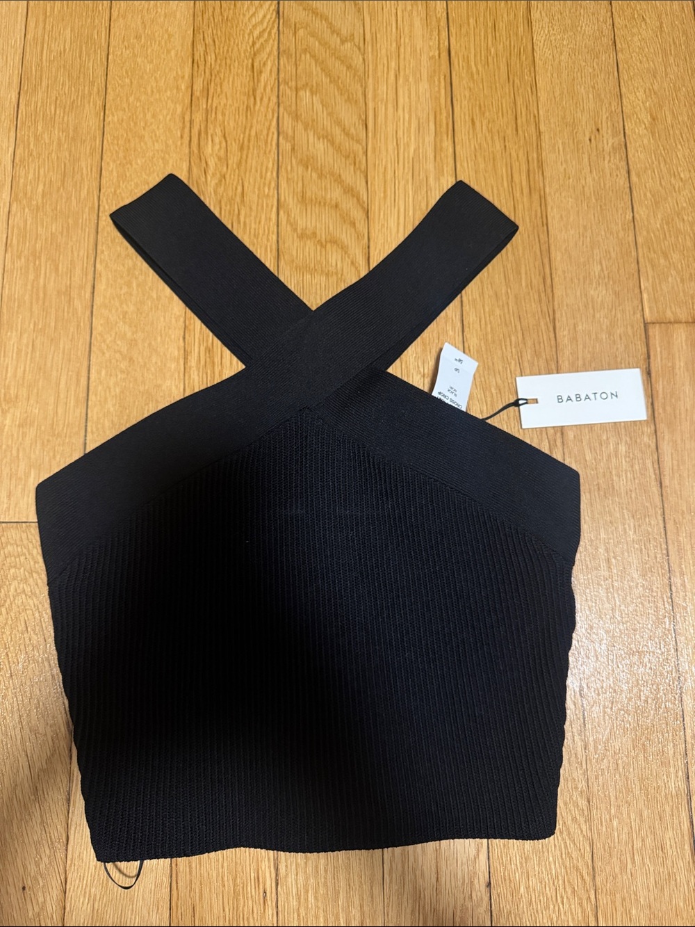 Aritzia Black One-Shoulder Cross-Strap Knit Top